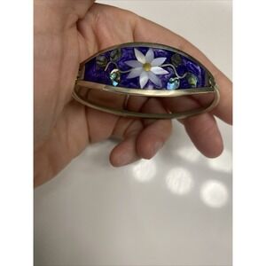 Vintage Alpaca Mexico Abalone Shell Enamel Bracelet